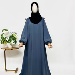Grey IQRA String Abaya