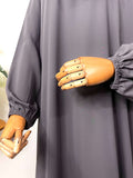 Lavender Basic A-Line Abaya With Elastic Sleeves