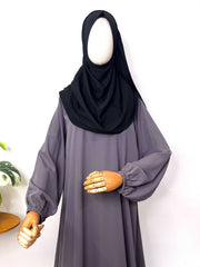 Lavender Basic Abaya With Elastic Sleeves