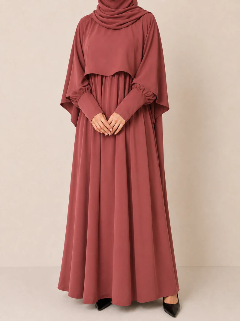 Pecan Nursing Abaya With Cape