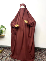 Pecan Jilbab With Plain Sleeves