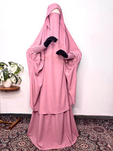 pink two piece jilbab smocked sleeves