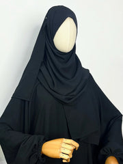 Black Prayer Abaya With Attached Dupatta