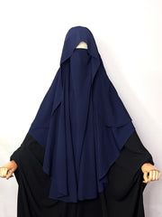 Navy Blue Flap Round Khimar