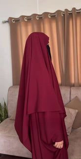 Maroon Kaftan Abaya Or Khimar Set