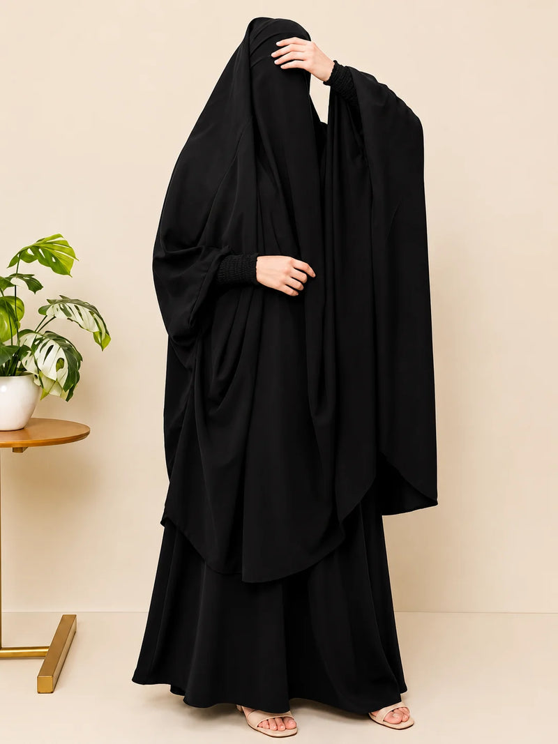 Black Two Pc Jilbab With Skirt
