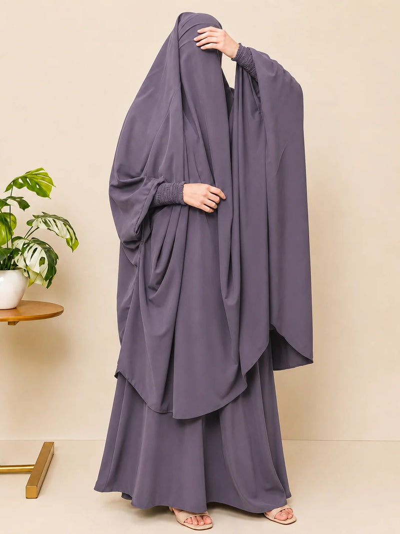 Lavender Two Pc Jilbab With Skirt