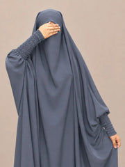 Grey Jilbab With Smocked Sleeves