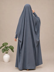 Grey Jilbab With Smocked Sleeves