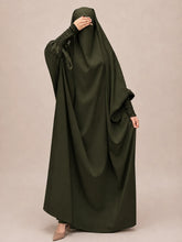 Olive Jilbab With Smocked Sleeves