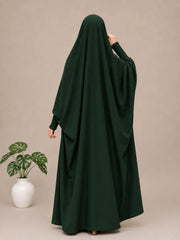Hunter Green Jilbab With Smocked Sleeves