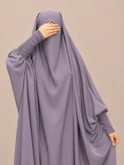 Lavender Jilbab With Smocked Sleeves