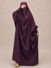 Plum Jilbab With Smocked Sleeves