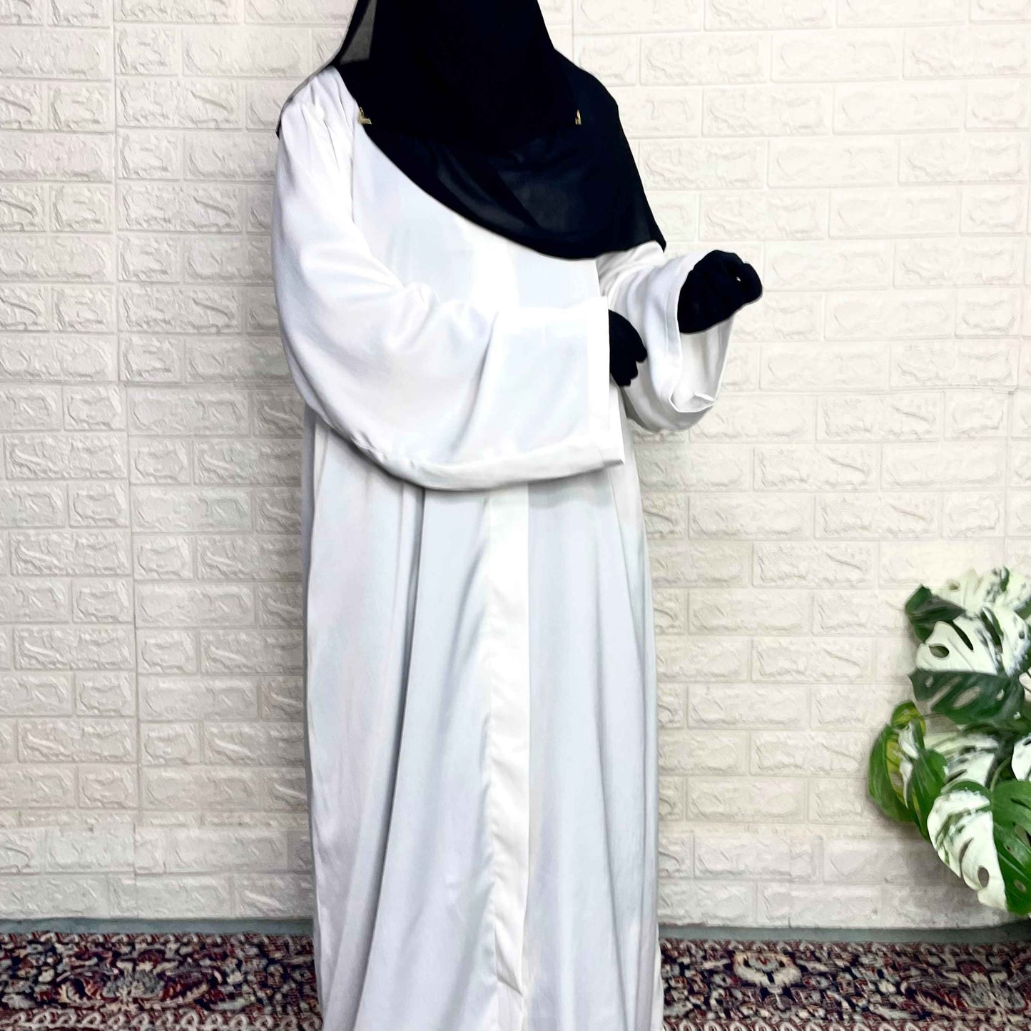White Front Open TikTok Abaya