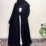 Black Front Open TikTok Abaya