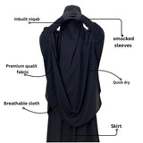 Black Two Pc Jilbab With Skirt