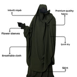 Two Pc Jilbab With Flower Sleeves