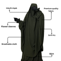 Two Pc Jilbab With Flower Sleeves