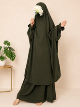 Olive Two Pc Jilbab With Flower Sleeves