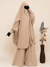 Beige Two Pc Jilbab With Broad Pant