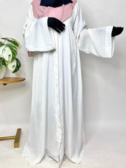 White Front Open TikTok Abaya