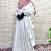 White Kaftan Abaya With Zip Sleeves