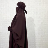 Brown Jilbab With Smocked Sleeves