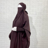 Brown Jilbab With Smocked Sleeves