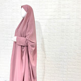 Pastel Pink Jilbab With Plain Sleeves