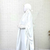 White jilbab with smocked sleeves