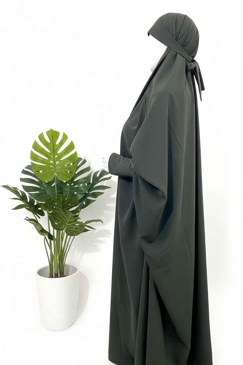 Olive Jilbab With Plain Sleeves