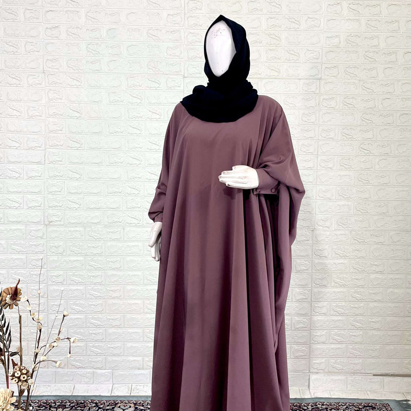 Dusty Mauve Kaftan Abaya With Cuff Sleeves