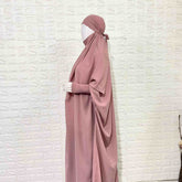 Blush Pink One Pc Jilbab With Smocked Sleeves