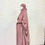 Blush Pink One Pc Jilbab With Smocked Sleeves