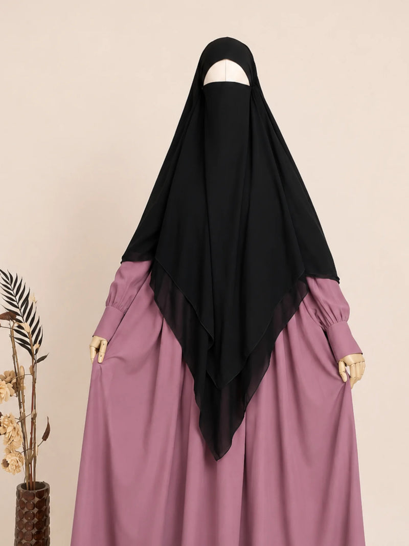 Black two layer french khimar
