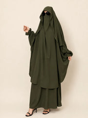 Olive Two Pc Jilbab With Flap