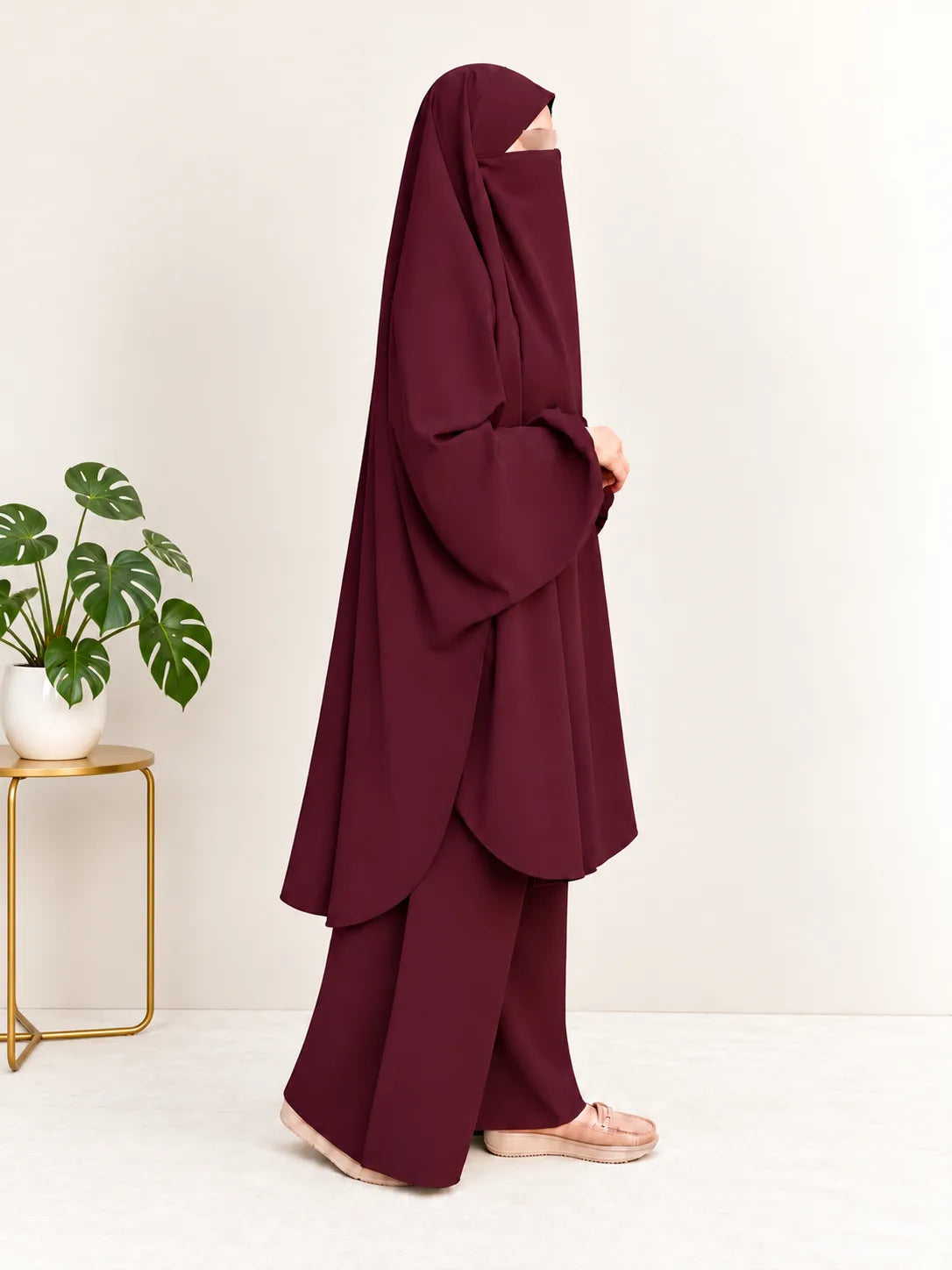 Maroon Two Pc Jilbab With Pant