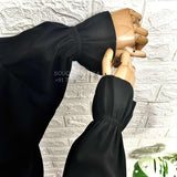 Black Two Pc Jilbab With Flower Sleeves
