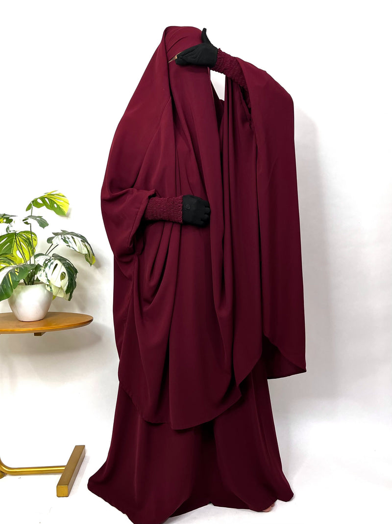 Maroon Two Pc Jilbab With Skirt