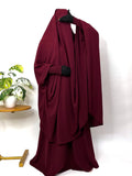 Maroon Two Pc Jilbab With Skirt