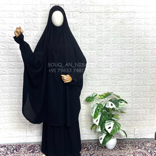 Two Pc Jilbab With Flower Sleeves