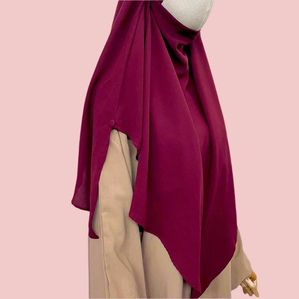 Maroon French Veil Khimar