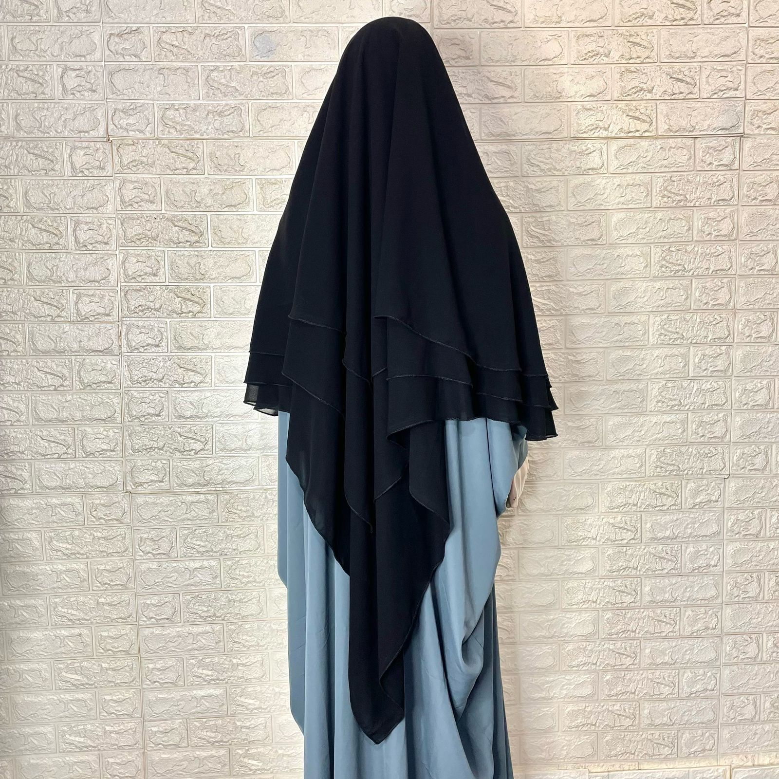 Kaftan Abaya With Three Layers Khimar Set
