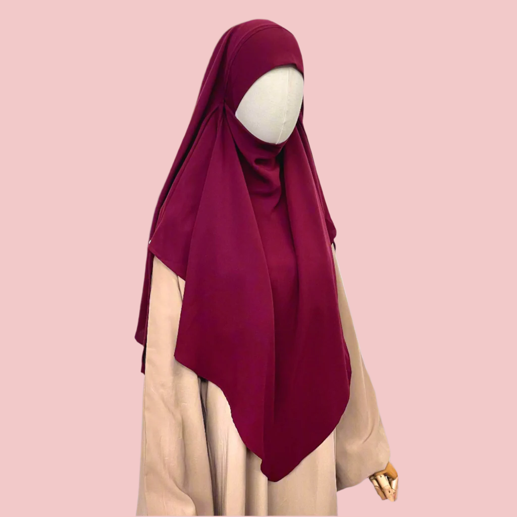 Maroon French Veil Khimar