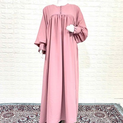 Blush Pink Basic Frill Abaya