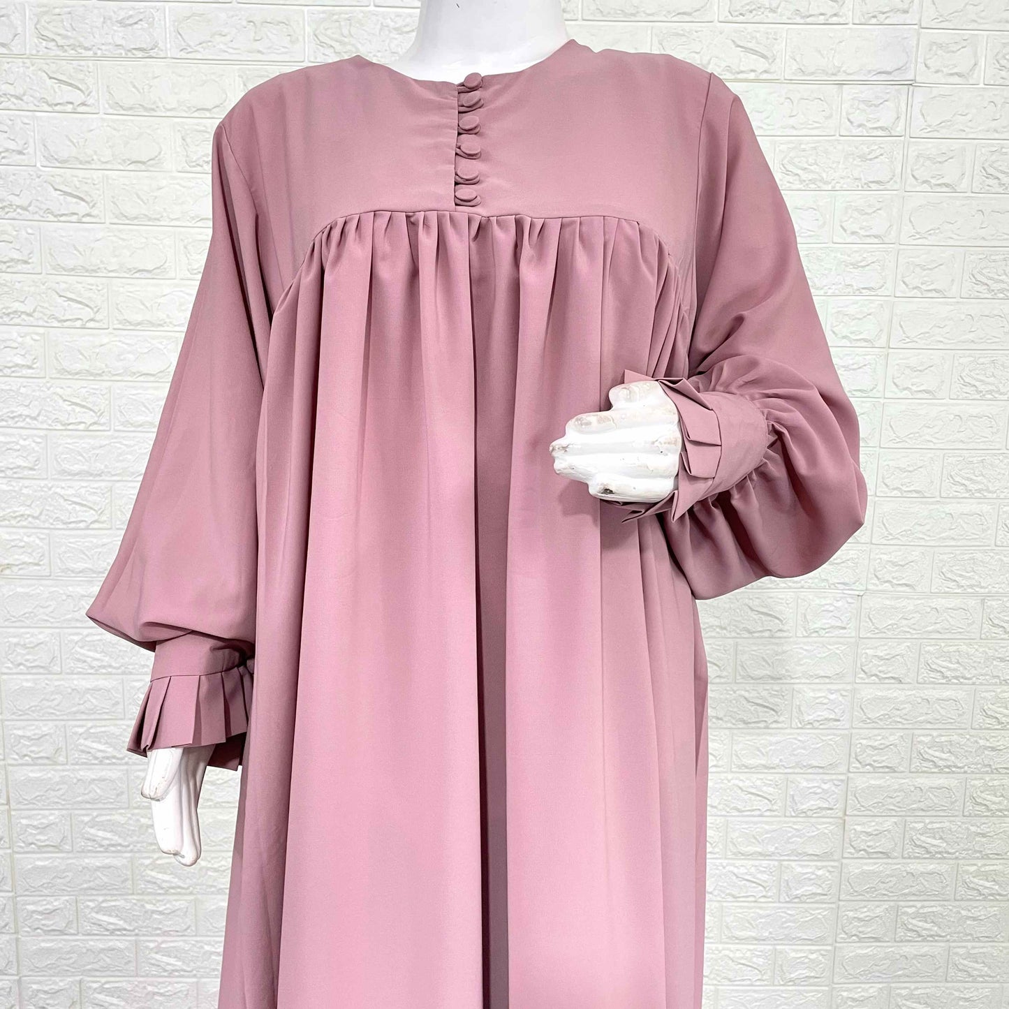 Blush Pink Basic Frill Abaya