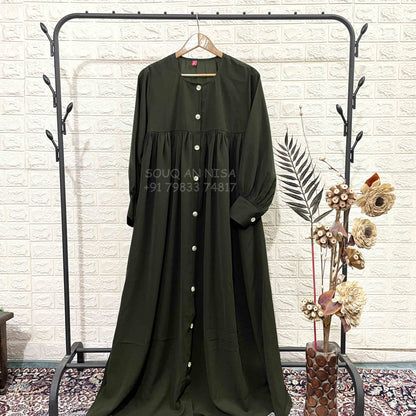 Olive Buttoned Abaya