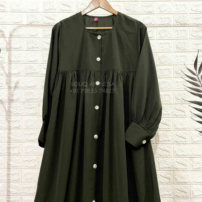 Olive Buttoned Abaya