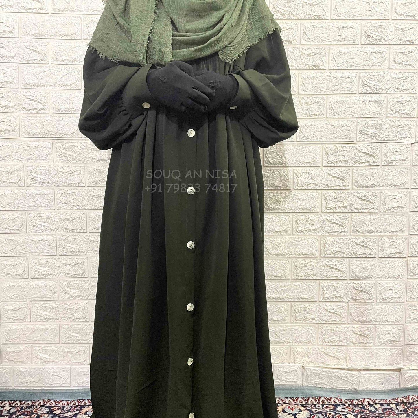 Olive Buttoned Abaya