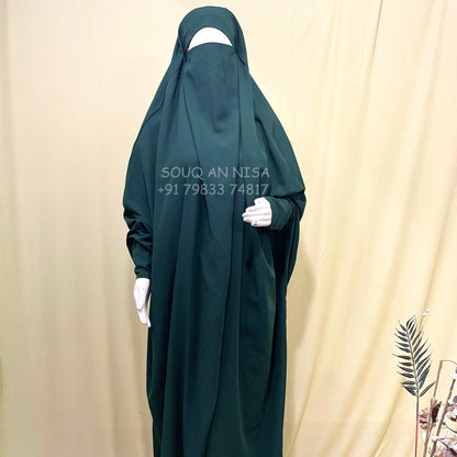 Hunter Green Jilbab With Plain Sleeves